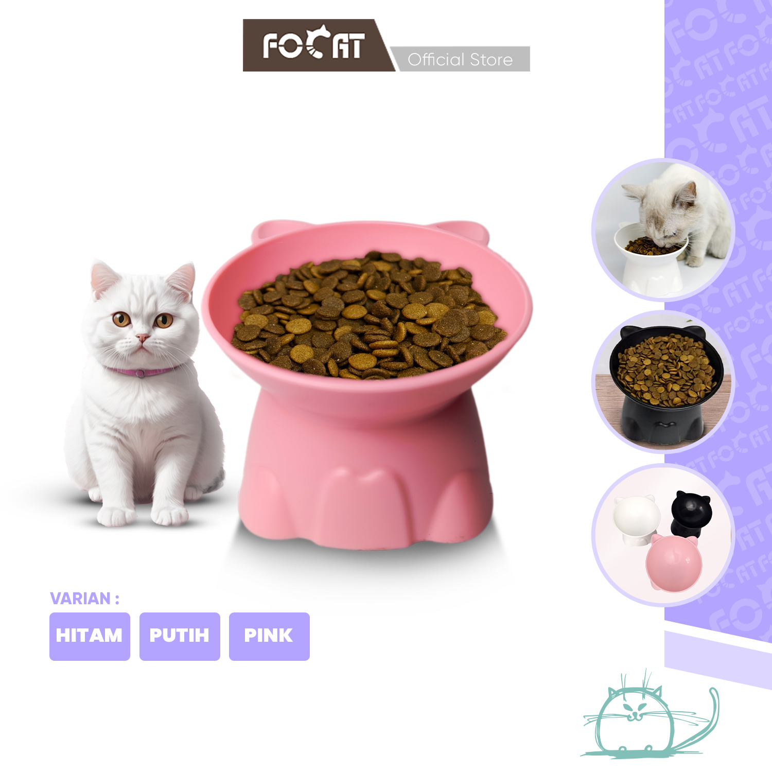 FOCAT Pet Bowl Neck Protection M92 Tempat Makan Hewan Peliharaan Kaki Tinggi / Pet Feeder