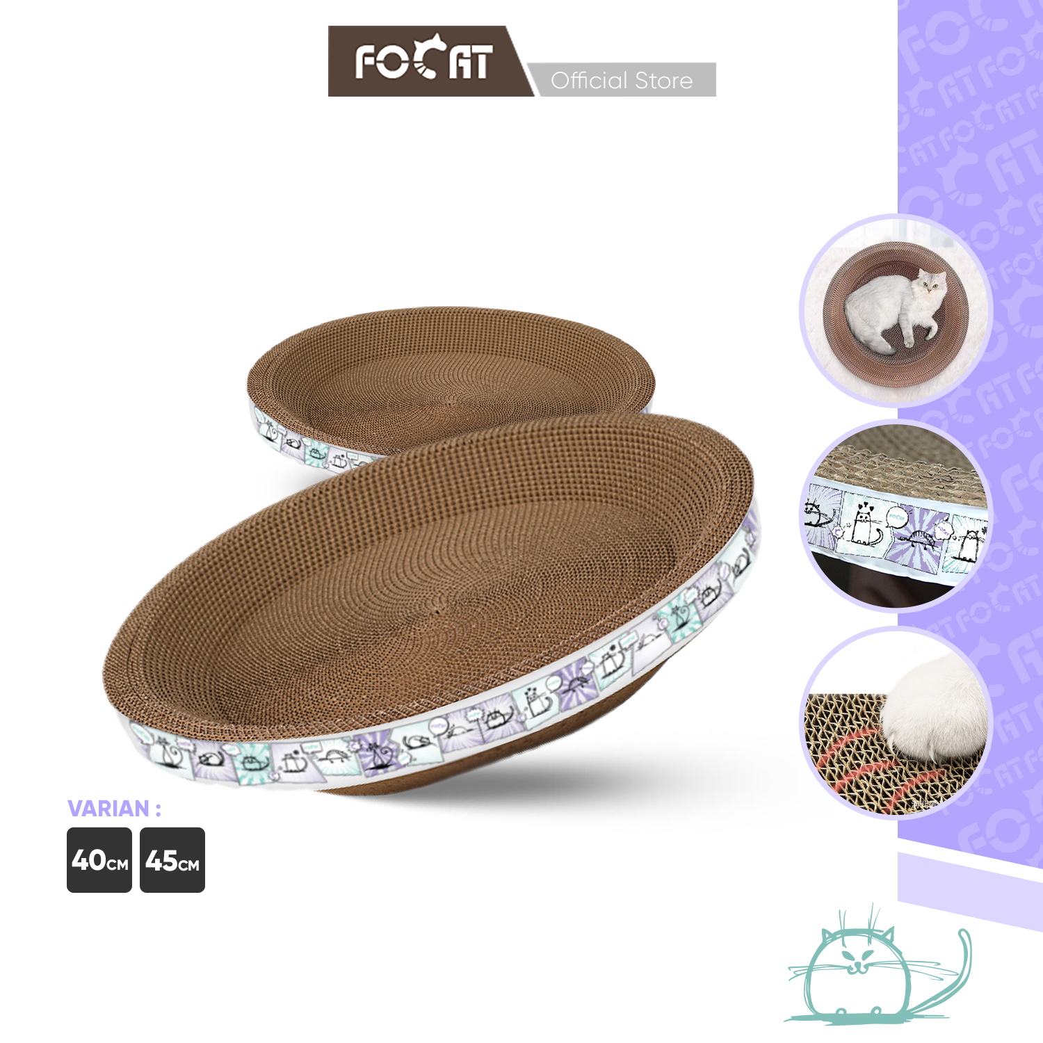 FOCAT Garukan Kucing Bulat M11/M14 Pet Scratcher Board 2IN1