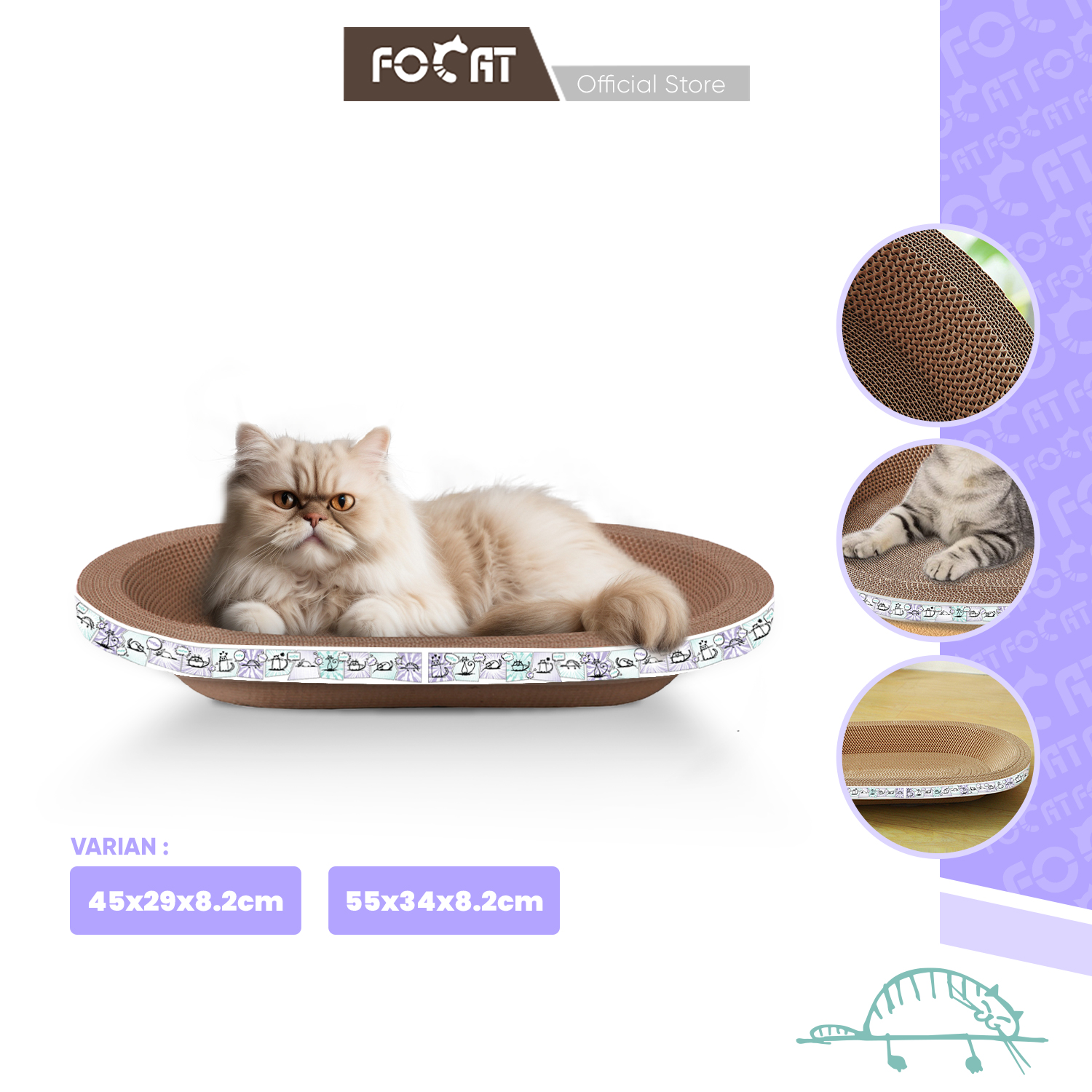 FOCAT Papan Garuk Kucing Anjing M33-M35 Cat Scratch Board Extra Tebal Garukan Hewan Peliharaan / Cakaran Kucing / Tempat Tidur Kucing / Papan Garuk Mainan Kucing Cat Toys