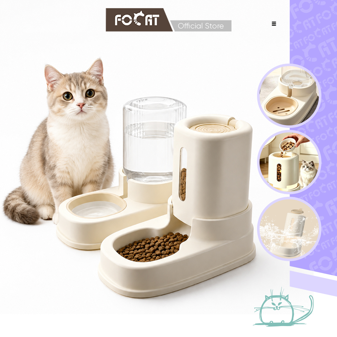 FOCAT Tempat Makan Minum Kucing Anjing Otomatis M68A-M69A Automatic Pet Feeder/Pet Feeder Hewan 2IN1