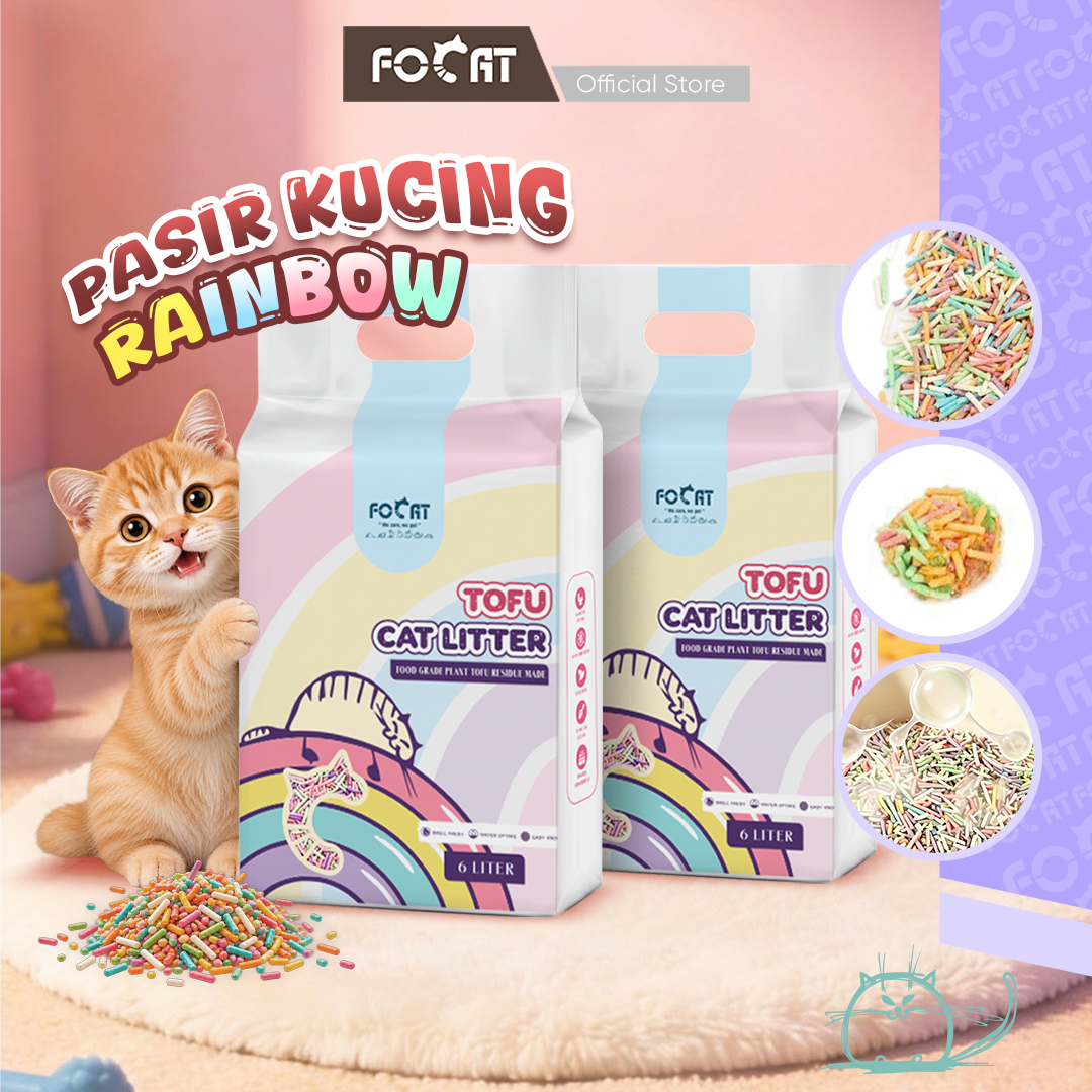 FOCAT Pasir Kucing Tofu Rainbow Cat Litter 6L N08 Pasir Kucing Gumpal Wangi / Tofu Cat Litter Minim Debu dan Wangi